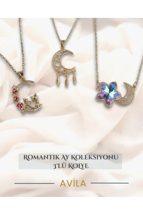 Ay Işığı Hikayesi Üçlü Set Çelik Zincir Kolye
