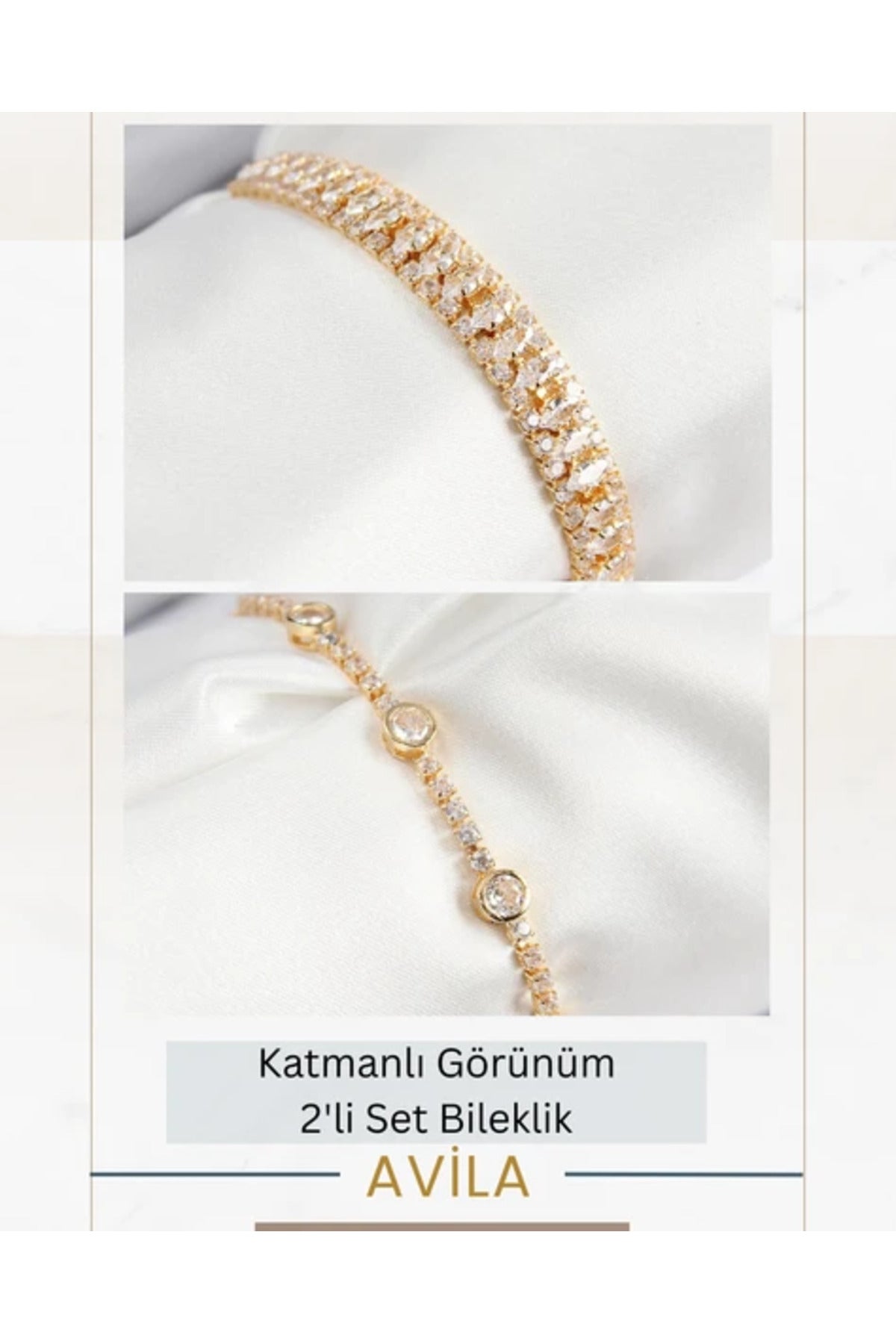 Daire + Tennis Işıltı 2’li Kadın Bileklik Seti